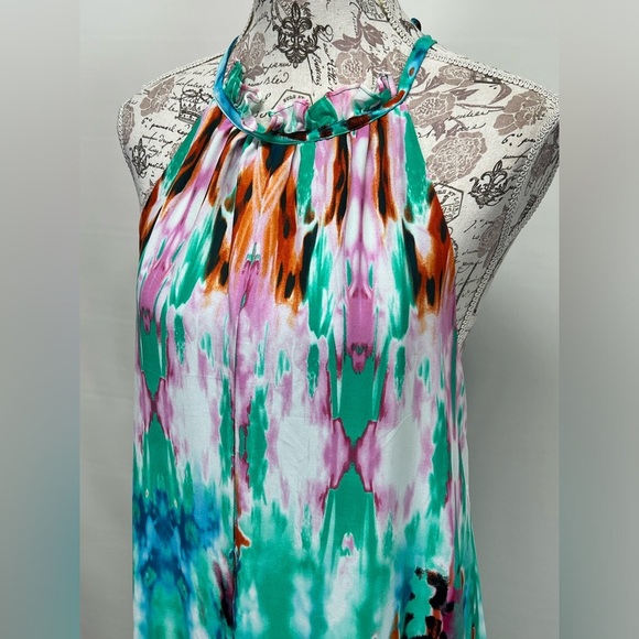 BUDDY LOVE Aqua multi halter neck maxi dress size M. - Picture 4 of 13